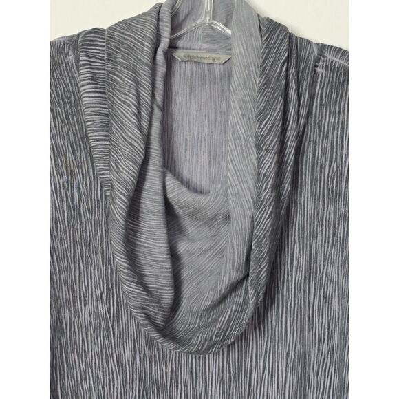 Soft Surroundings Blue Asymmetrical Gauze Tunic Top Cowl Neck Petite Large EUC - Picture 4 of 7